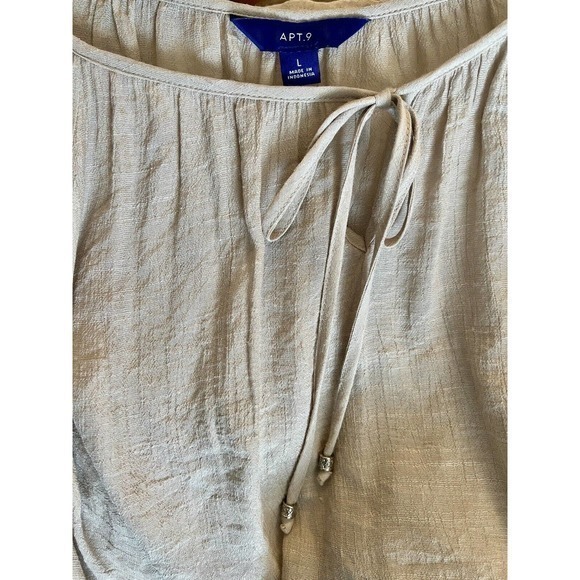 Apt 9 Women's sz L Top Sand Chevron Keyhole Long Sleeve Pullover Blouse EUC - Picture 6 of 10